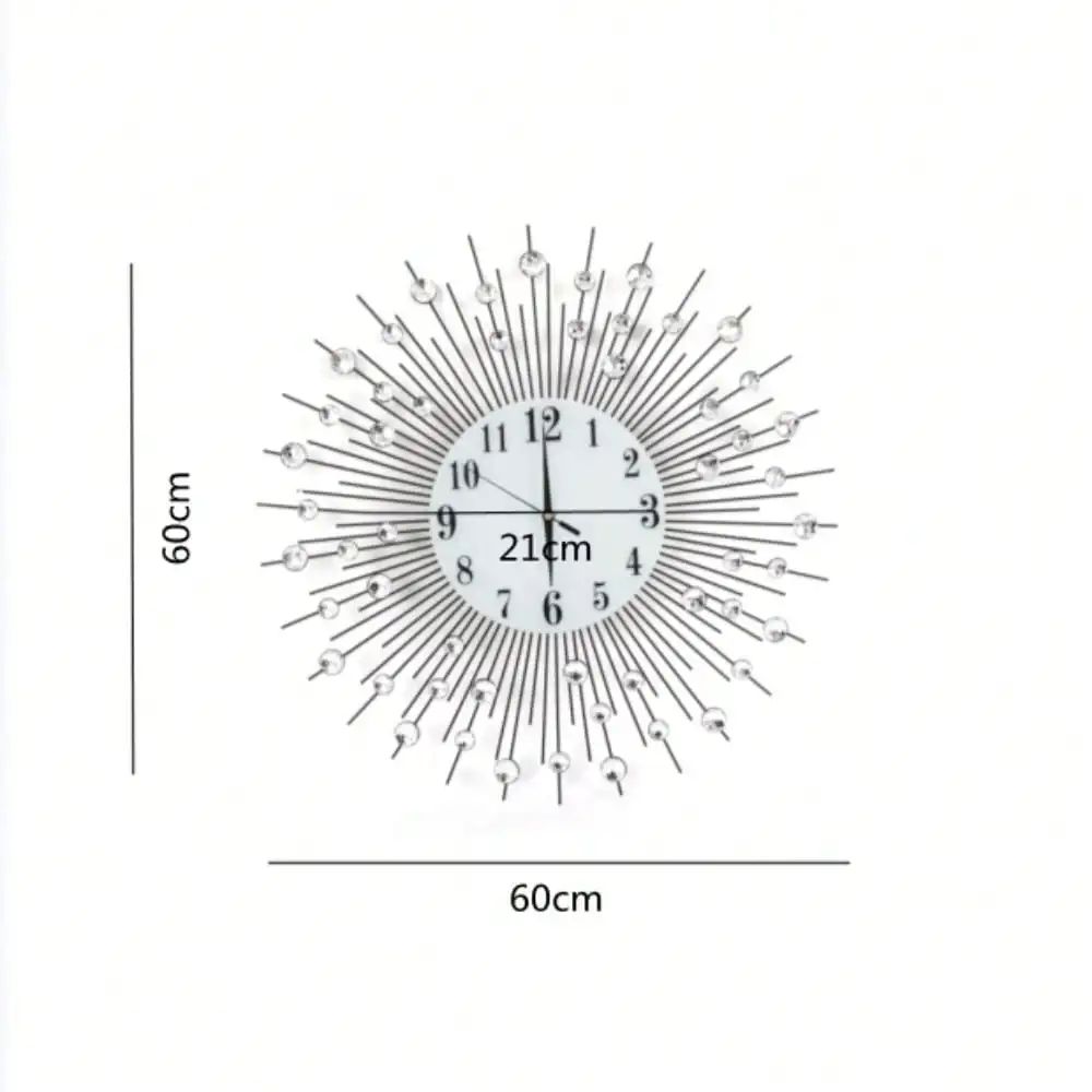 Sun Design Crushed Diamond Crystal Wall Clock 60 cm