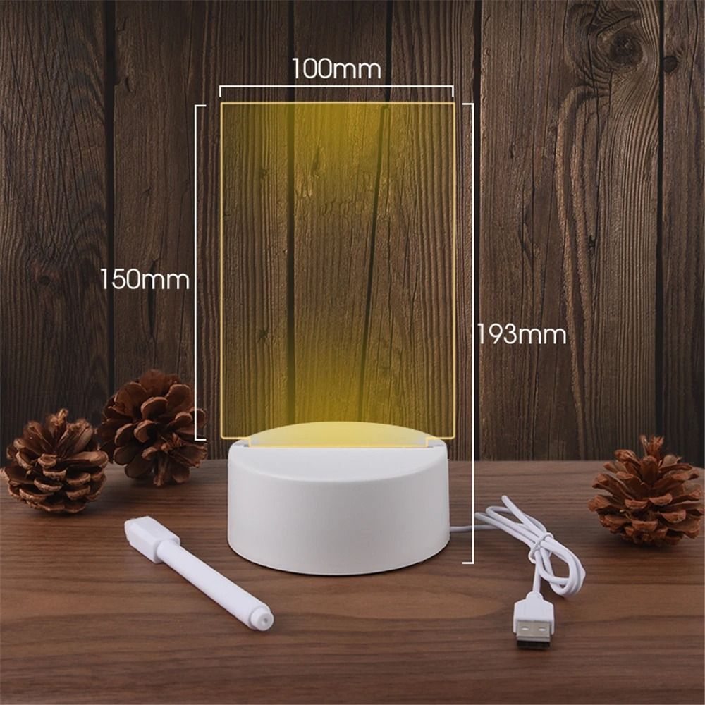 Transparent Luminous LED Night Light with Erasable Acrylic Message Board