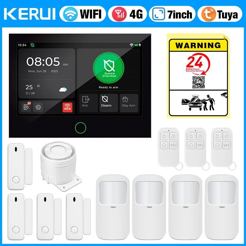 KERUI 7-Inch IPS Touchscreen 4G+WiFi Smart Home Alarm System (G70)