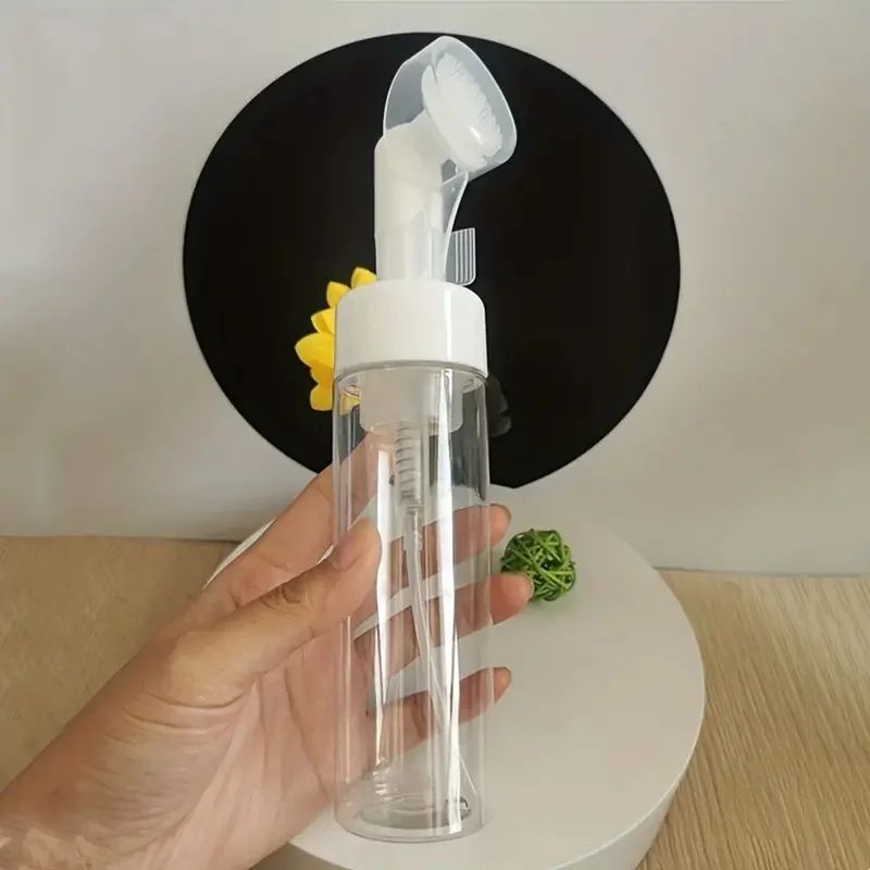 Silicone Brush Foaming Cleanser Bottle – 100ml Refillable Foam Pump Dispenser