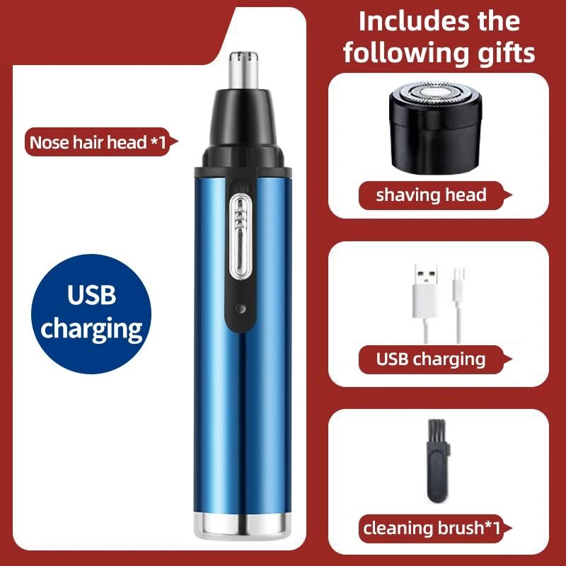 Rechargeable Nose Hair Trimmer With Dual-Use Design And Washable Blades