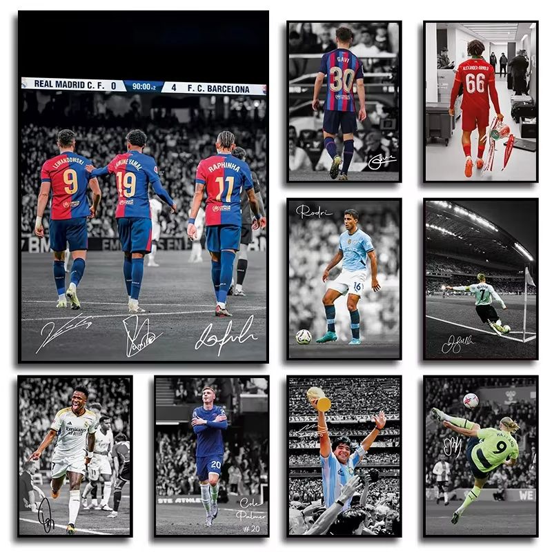 Famous Soccer Player Canvas Poster Wall Art for Modern Sports Room Decor