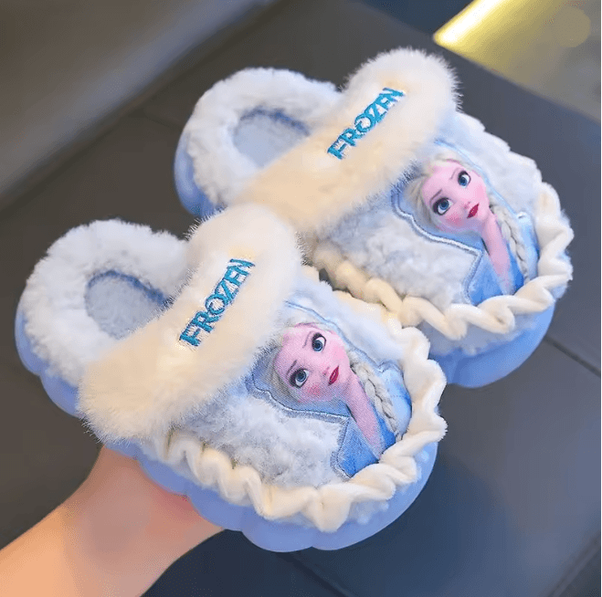 Elsa Frozen Kids Cotton Slippers Warm Non Slip Winter House Shoes