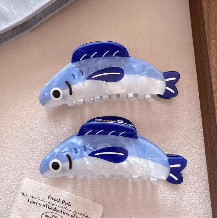 1Pc Creative Hair Clip Ocean Sardine Shark Texture Ponytail Holder – Cute Hair Ornament Clip for Women