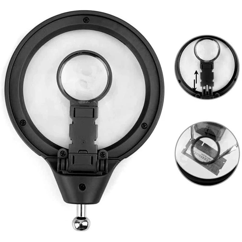 LED Light Magnifying Glass Soldering Stand with Adjustable Clips