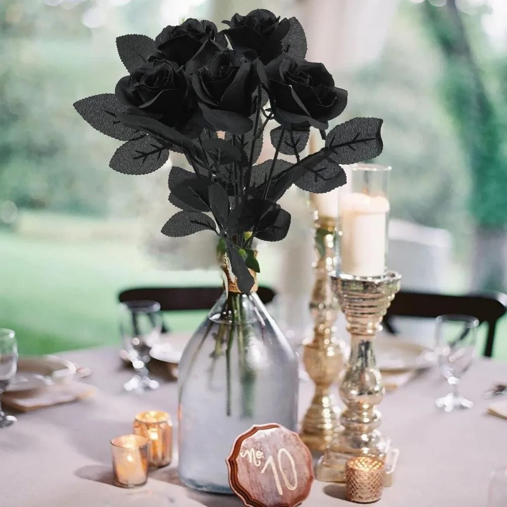 48 cm Rose Black Silk Bouquet Peony Artificial Flower