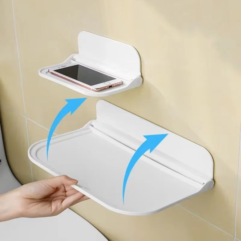FlexFold No Drill Wall Mounted Shelf with Phone Holder and Router Storage