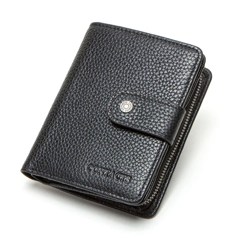 Genuine Leather RFID Blocking Wallet with Coin Pocket