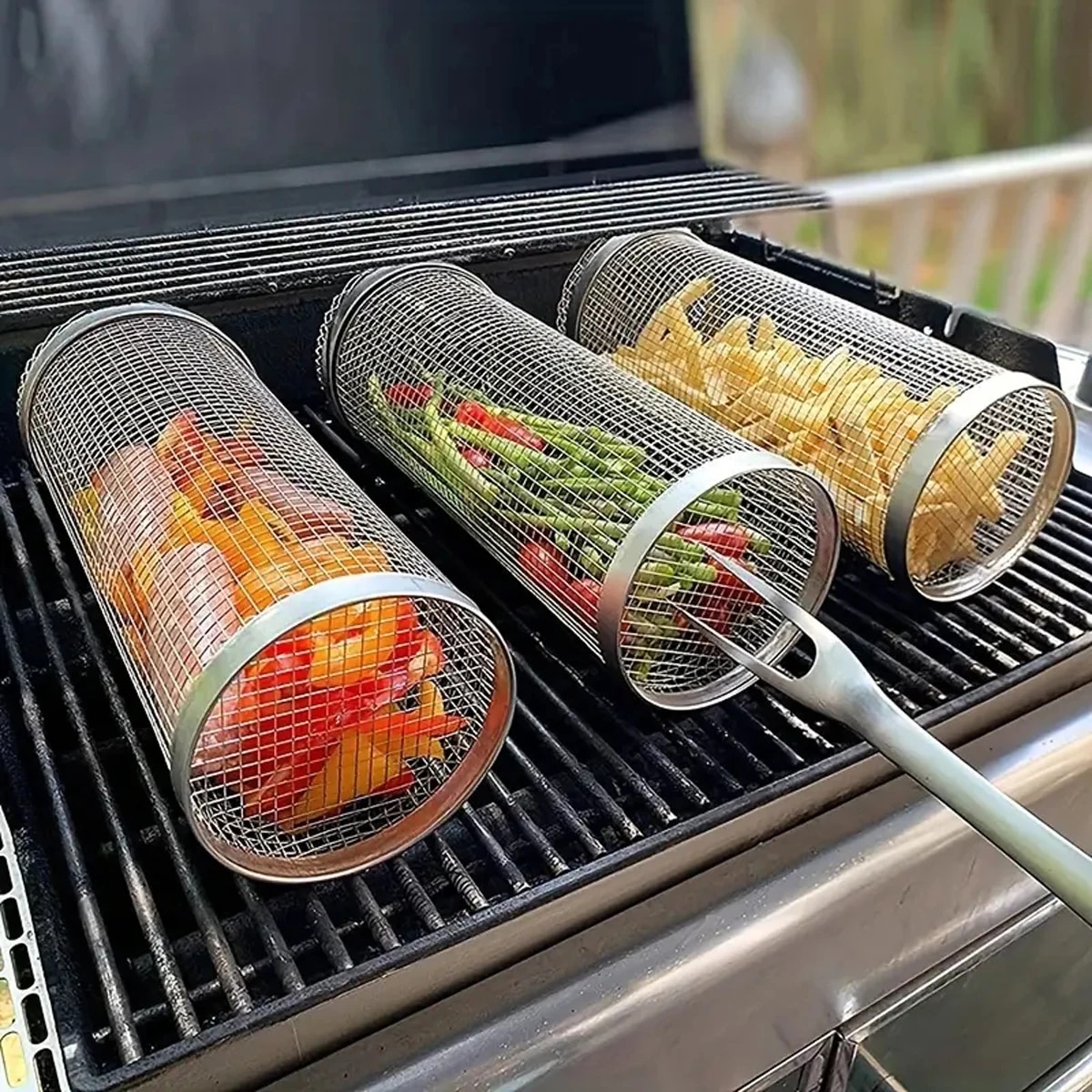 Stainless Steel BBQ Grill Cagekit Perfect for Outdoor Cooking and Camping