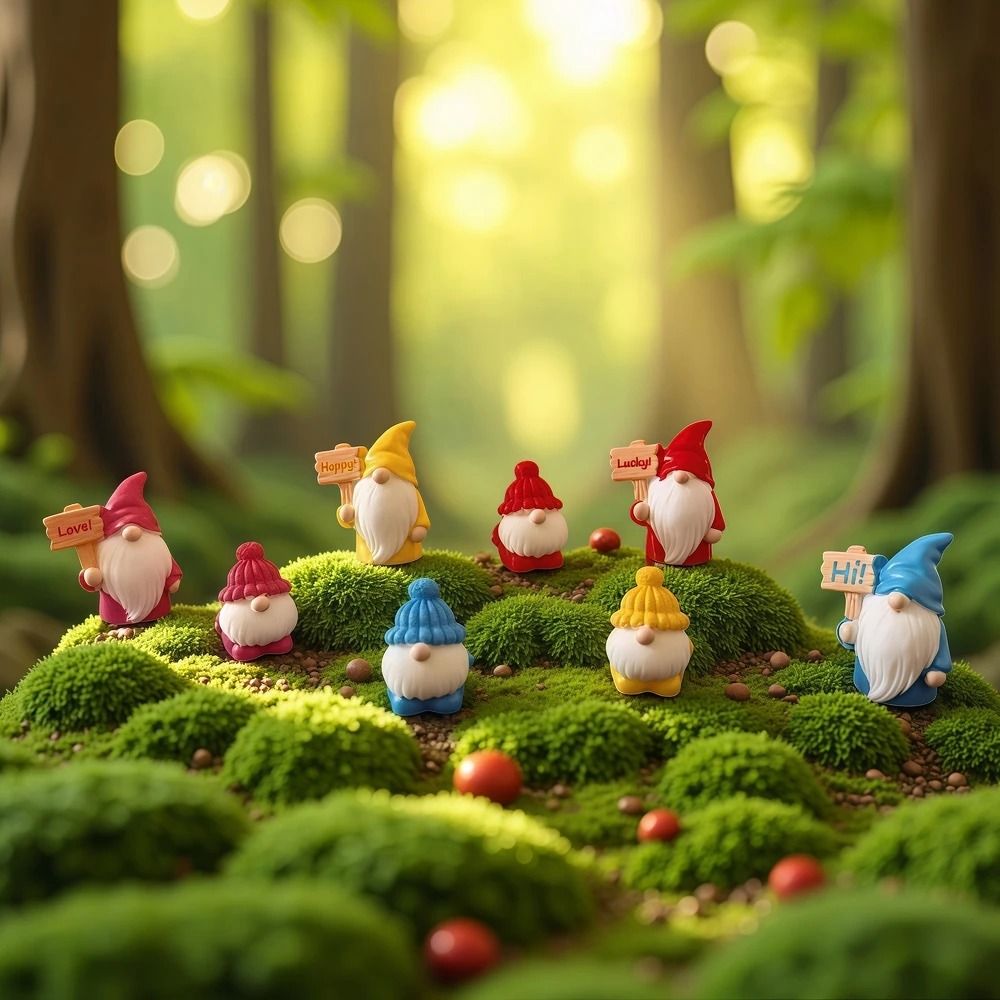 8pcs Mystery Dwarf Figurines Blind Bag Mini Garden Decorations for DIY Micro Landscape
