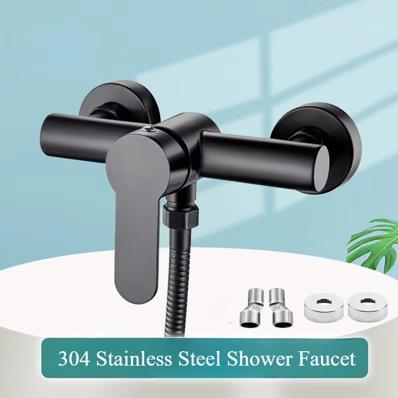 Stainless Steel Wall Mounted Triple Tub Faucet, Hot and Cold Water Mixing Valve for Bathroom