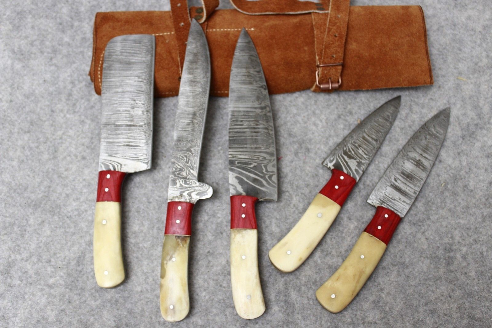 Artisan Hand-Forged Damascus Chef Knives | 9–13 Inch Twist Pattern Set