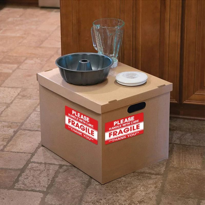 250 Paste/Roll Fragile English Warning Label Stickers - Anti-Tamper Security Seals