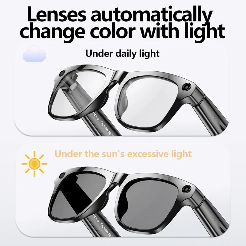 4K AI Smart Camera Glasses Bluetooth Translation Waterproof Sunglasses