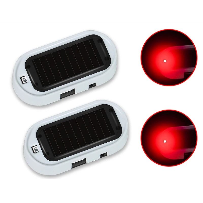 Solar Powered Dummy Car Alarm LED Security Warning Light Set