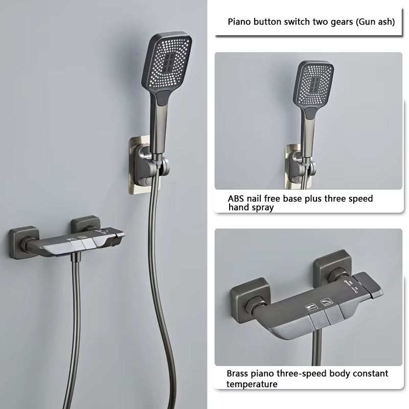 Gun Grey Digital Display Shower System with Piano Key Mixer