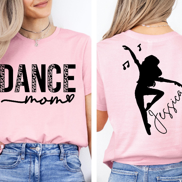 Personalized Dance Mom T-Shirt with Kid Name, Leopard Dance Mom Shirt,Dance Lover Shirt,Custom Mom Shirt,Gift For Dance