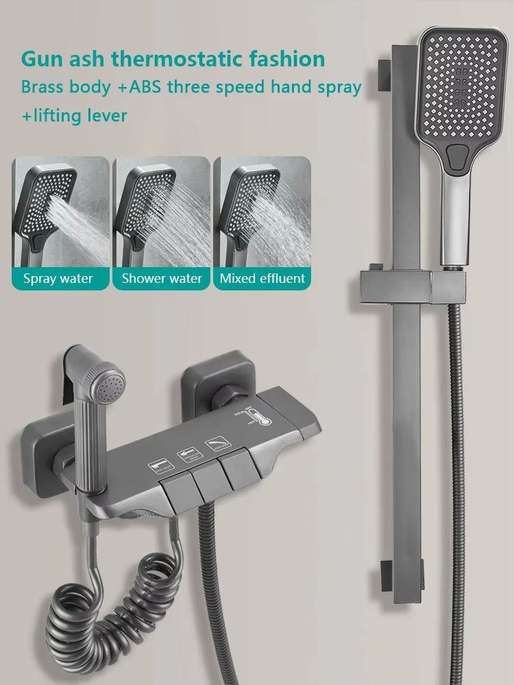 Gun Grey Digital Display Shower System with Piano Key Mixer