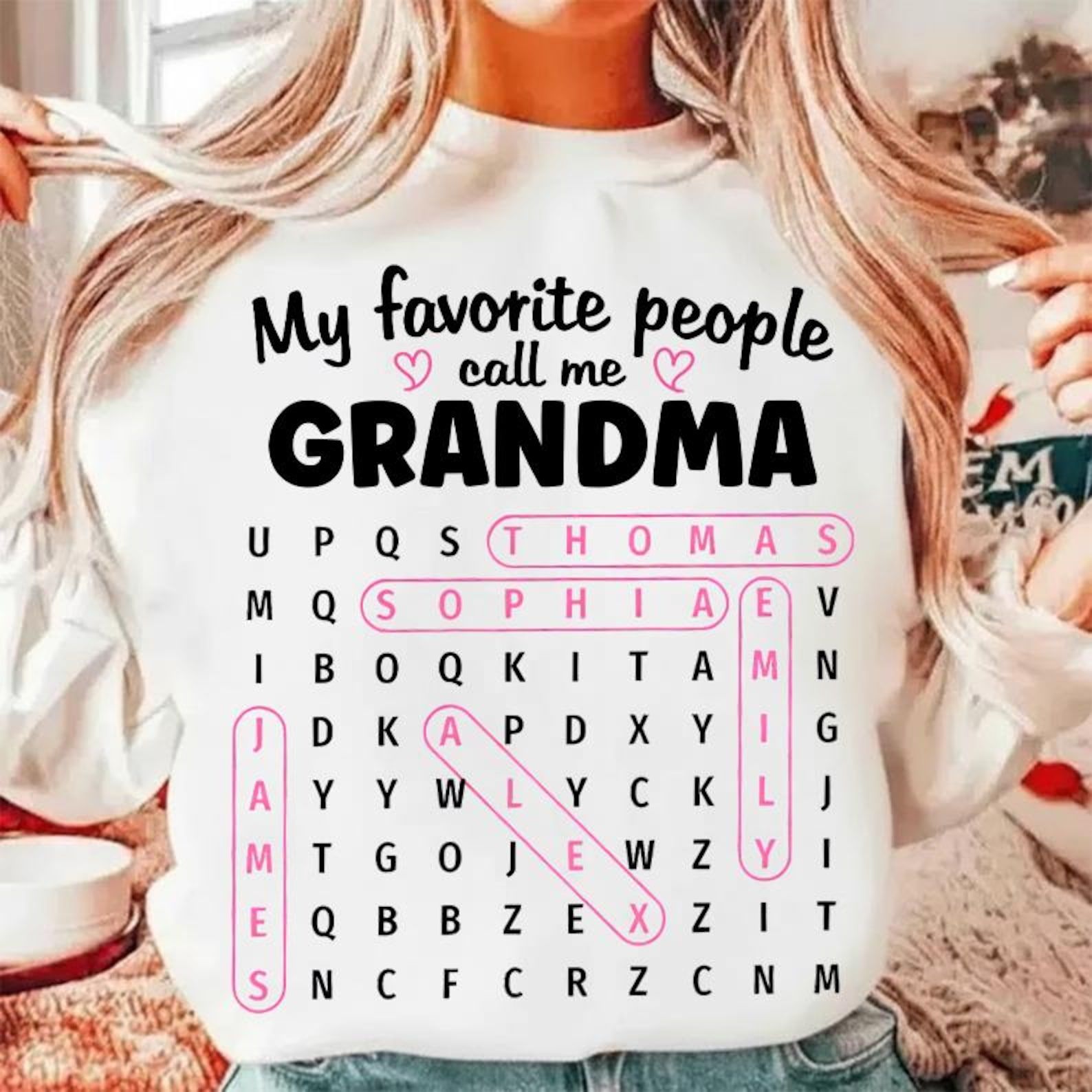 My Favorite People Call Me Grandma Shirt Personalized Word Search Graphic Tee Custom Grandma T-Shirt