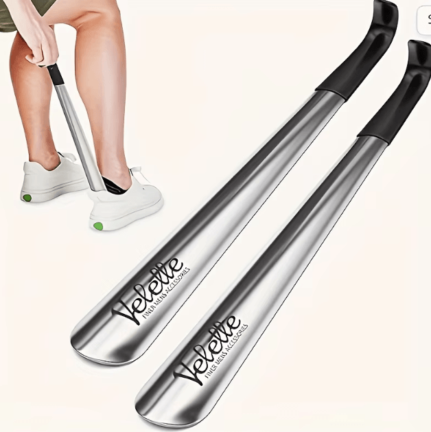 42cm Stainless Steel Long Handle Shoehorn – Ergonomic Easy-Wear Shoe Helper for Seniors & Daily Use