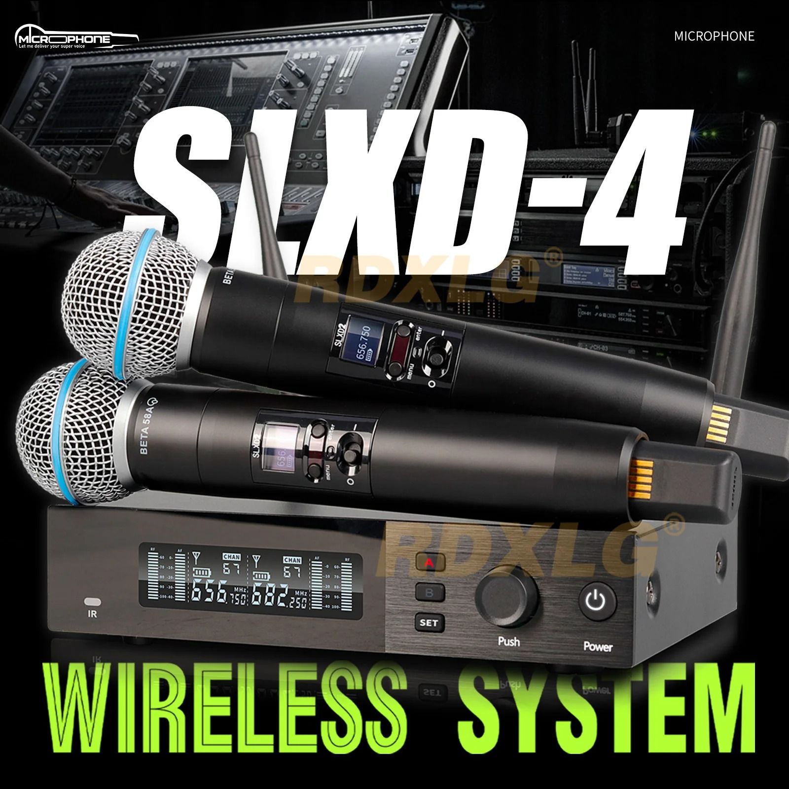 SLXD4 Professional Dual Wireless Microphone System with Two Handheld UHF Microphones