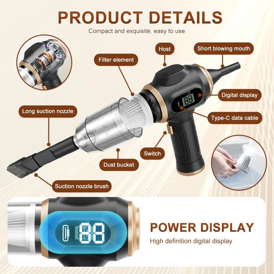 Wireless High Power Mini Car and Home Vacuum Cleaner
