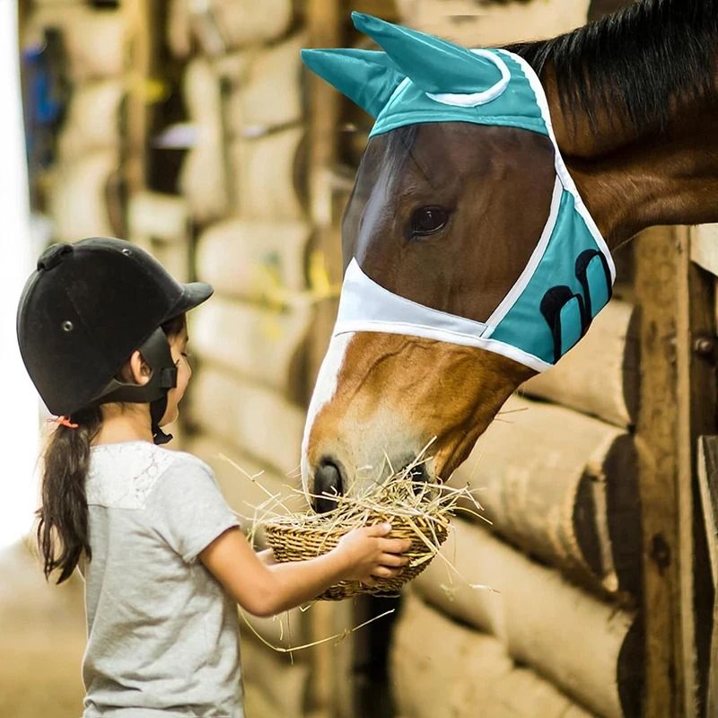 Fine Mesh Horse Fly Mask with Ears UV Protection for Equine Care