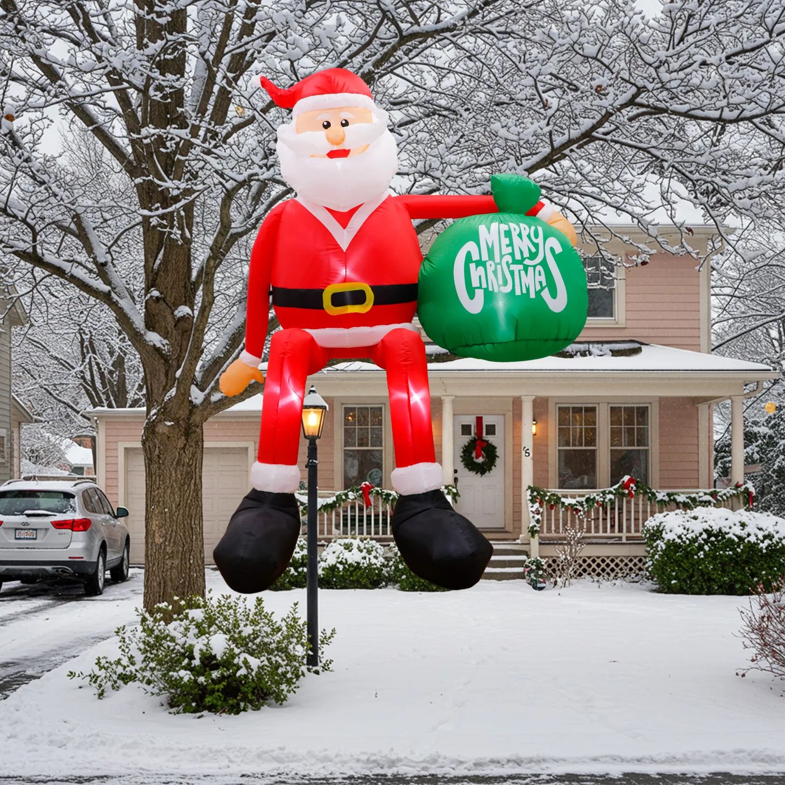 8FT Climbing Santa Inflatable LED Christmas Yard Decoration