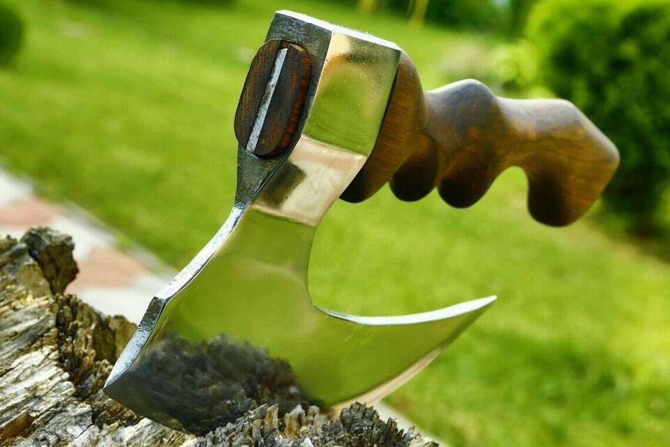 Hand Forged High Polish Carbon Steel Axe Head – 18 Inch Outdoor & Camping Blade