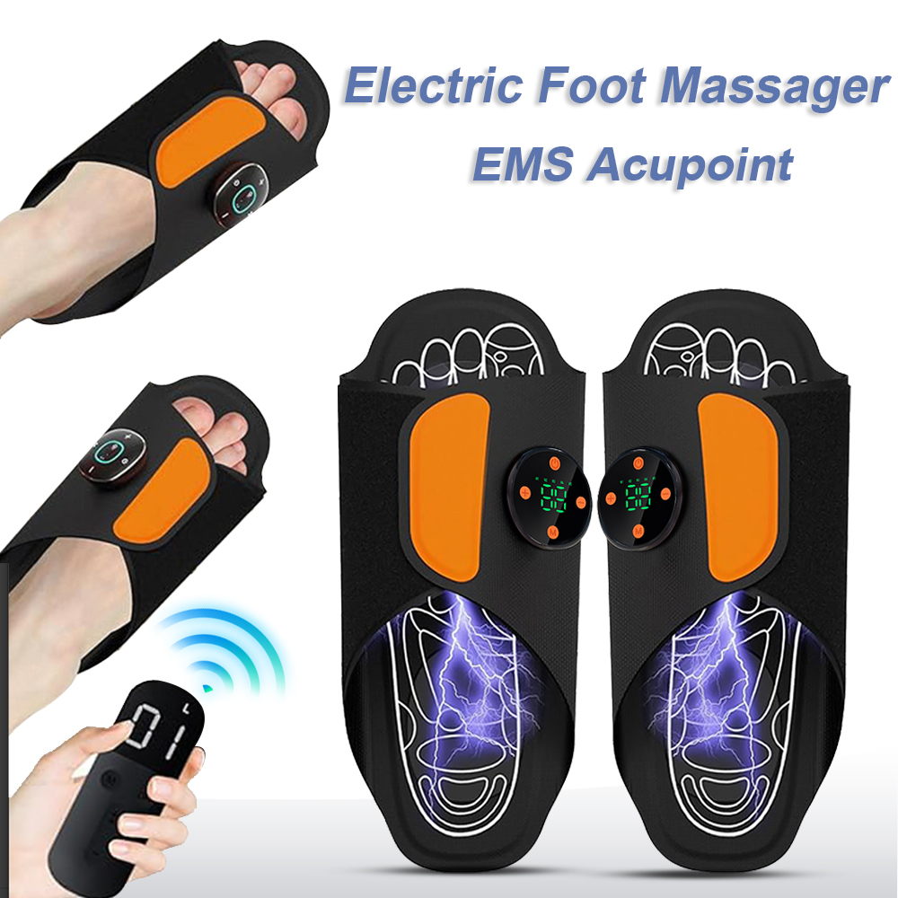 Electric Foot Massager Shoe with EMS Pad Muscle Stimulation, Portable Foldable Foot Spa Machine for Foot Relaxation