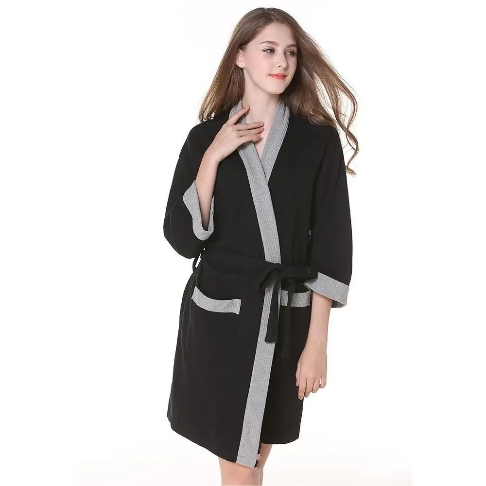 Mens & Womens Cotton Waffle Kimono Robe – Professional Couple's Sauna Yukata & Casual Home Wear