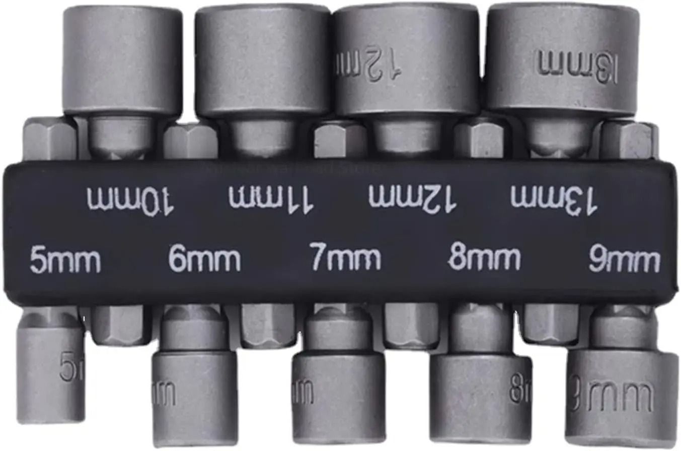 9 Piece Hex Socket Nut Driver Set Drill Bit Adapter Tool Kit
