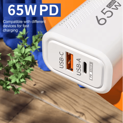65W GaN PD USB-C Fast Charger with Quick Charge 3.0
