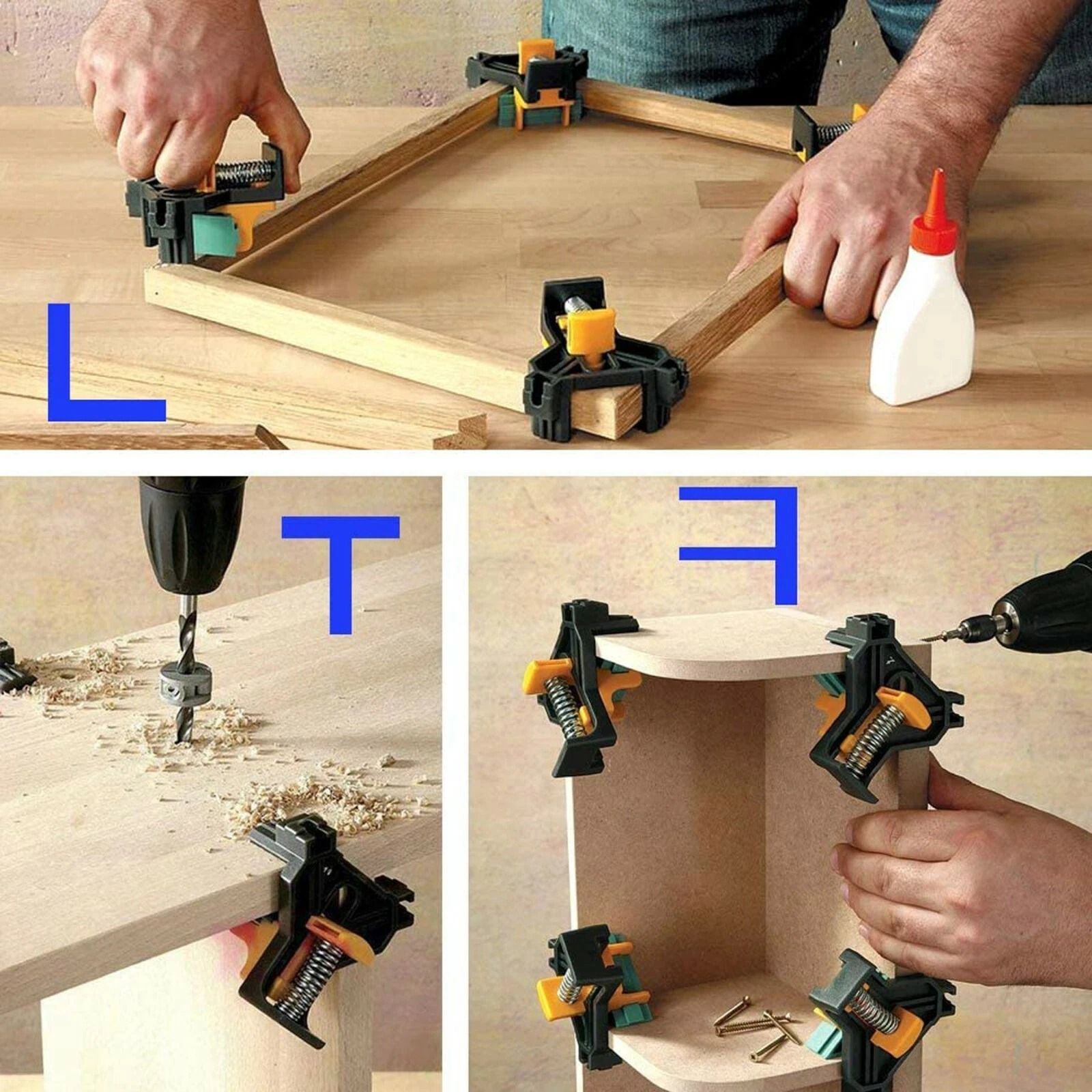 Clamps Corner Holders for Woodworking, 90 Degree Right Angle Clip Tool