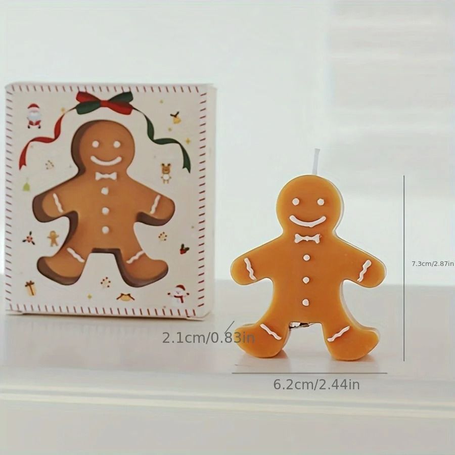 1pc Christmas Gingerbread Man Aromatherapy Candle Coffee Milk Fragrance Gift Shape Wax