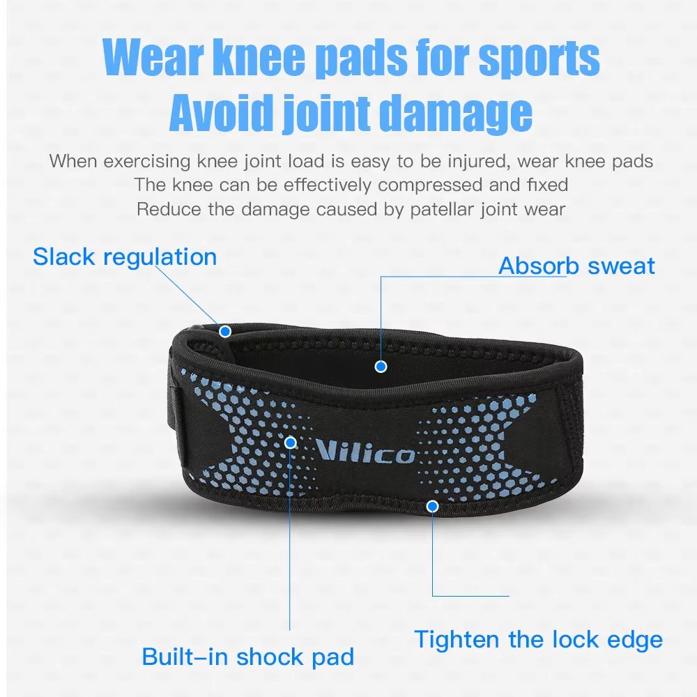 Adjustable Patella Knee Strap Brace – Patellar Tendon Stabilizer Support Band for Sports