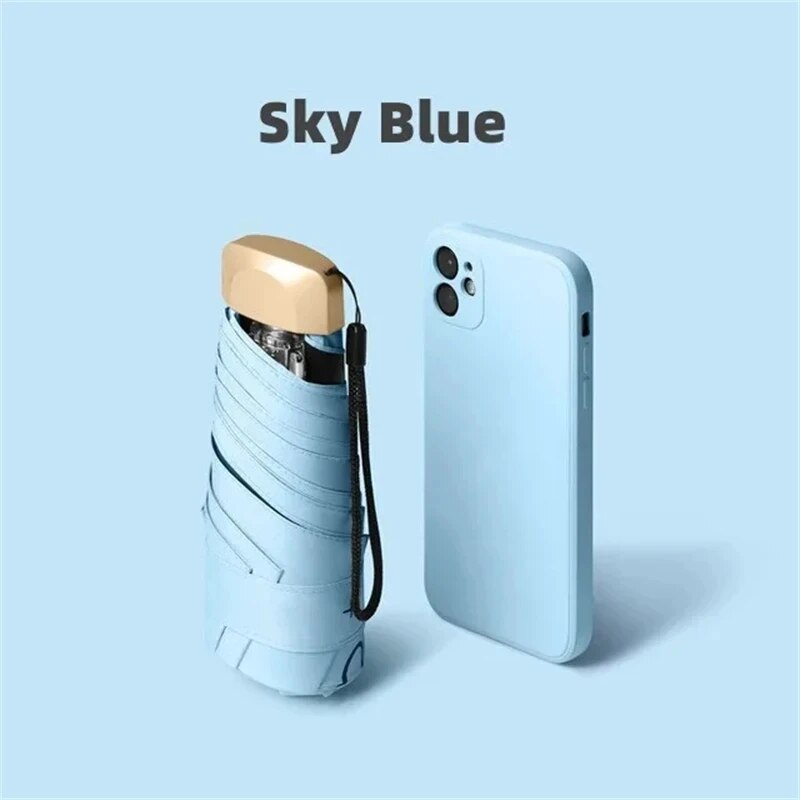 Pocket Rain Umbrella, Mini Sun Umbrella, Sun Shade Parasol Capsule, Vinyl Folding, UV Ultraviolet Protection