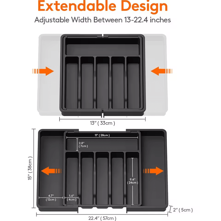 Expandable Cutlery Drawer Organizer Tray – Adjustable Kitchen Silverware & Utensil Holder