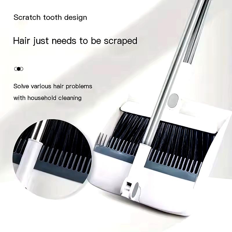 3-in-1 Rotatable Foldable Magnetic Broom & Dustpan Set with Self-Cleaning Teeth – Ideal for Pet Hair & Compact Storage