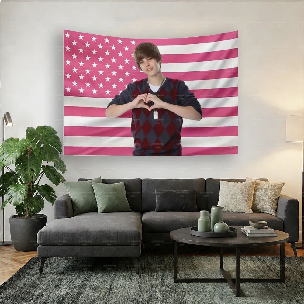 Justin Bieber American Flag Wall Banner