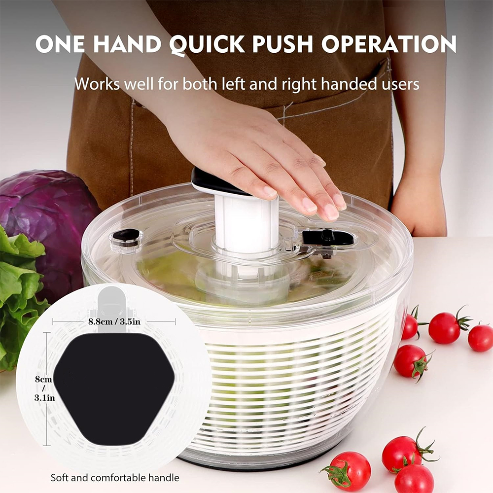 Large Lettuce Dryer QT Salad Spinner Easy Press One-Handed Vegetable Washer Mixer