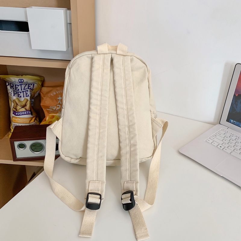 Small Canvas Backpack for Women Lightweight Casual Cotton School Bag for Teen Girls