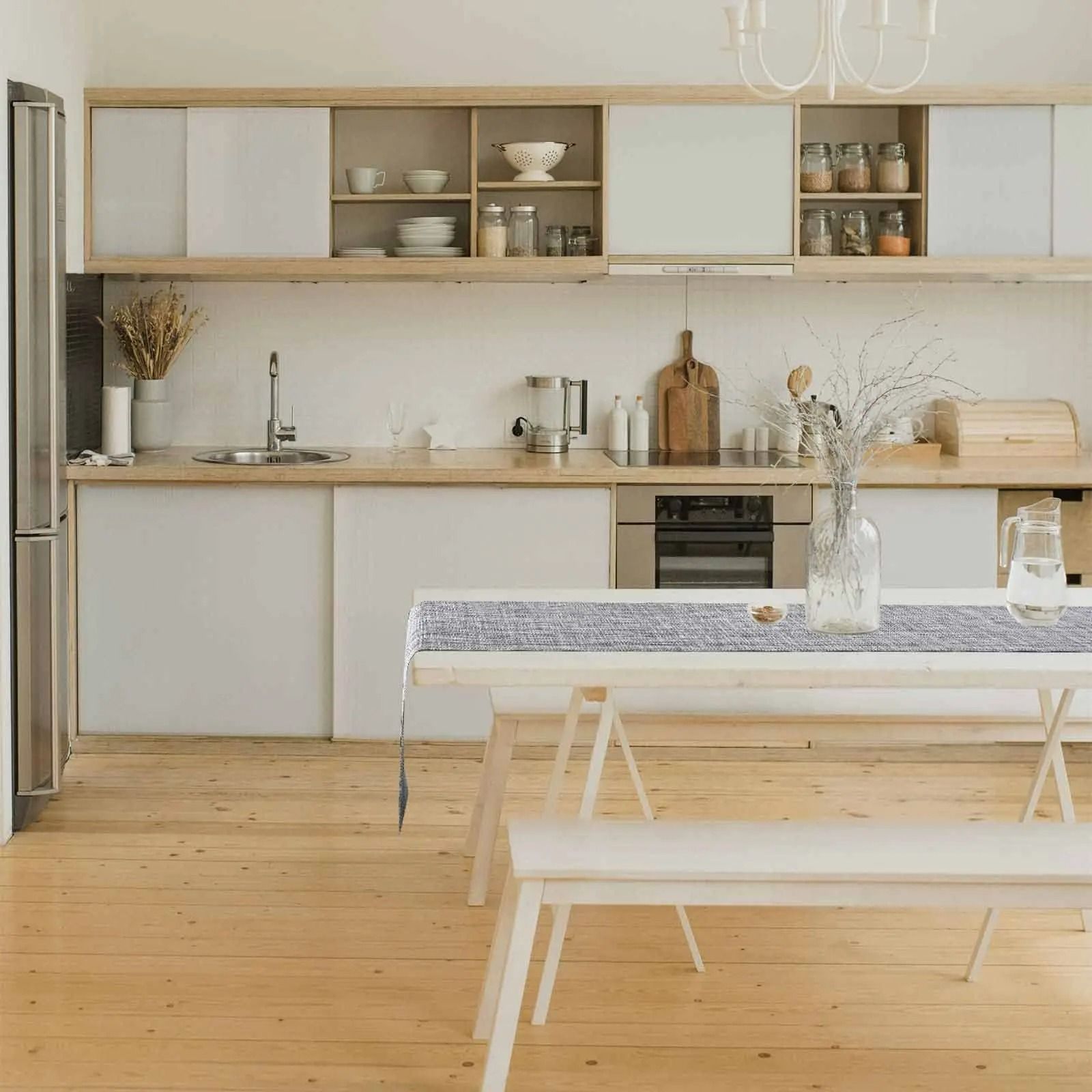 Modern Woven Vinyl Table Runner | Heat-Resistant & Non-Slip PVC Dresser Cover