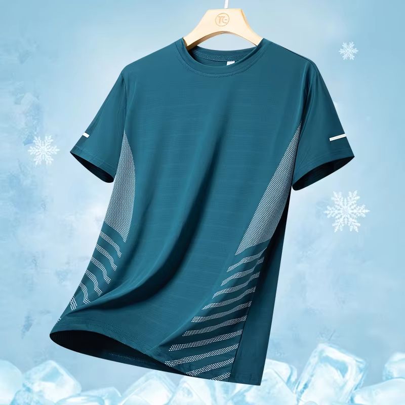 Men's Ice Silk Quick-Dry Reflective Running T-Shirt - Breathable Fitness Top (Up to 5XL)