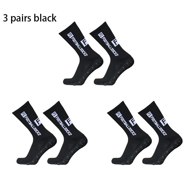 3 pairs New Style FS Football Socks Round Silicone Suction Cup Grip Anti Slip Soccer Socks Sports Men Women Baseball Rug
