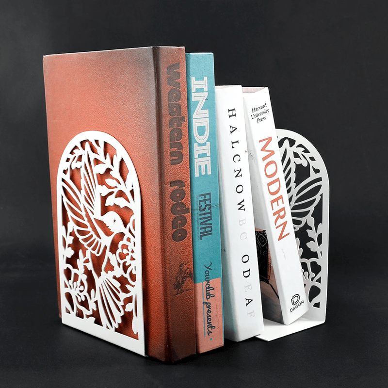 Swallow and Flower Metal Bookends Decorative Bookends Set for Bookshelf