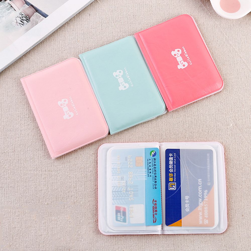 PVC Ladies Card Holder with Bow Knot, Portable Card Bag ID Holder Storage