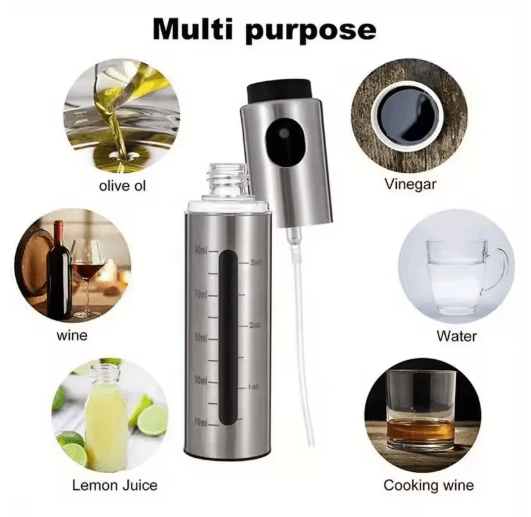 Stainless Steel Olive Oil Spray Bottle Refillable BBQ and Baking Oil Sprayer for Kitchen Use
