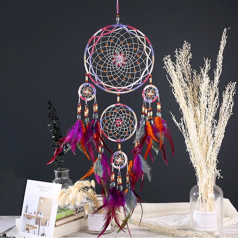 Handmade Five Ring Dream Catcher Wall Hanging Decor