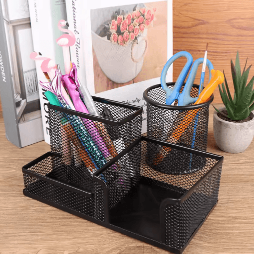 Creative Metal 3 Grid Desk Organizer Pen Holder and File Storage Rack